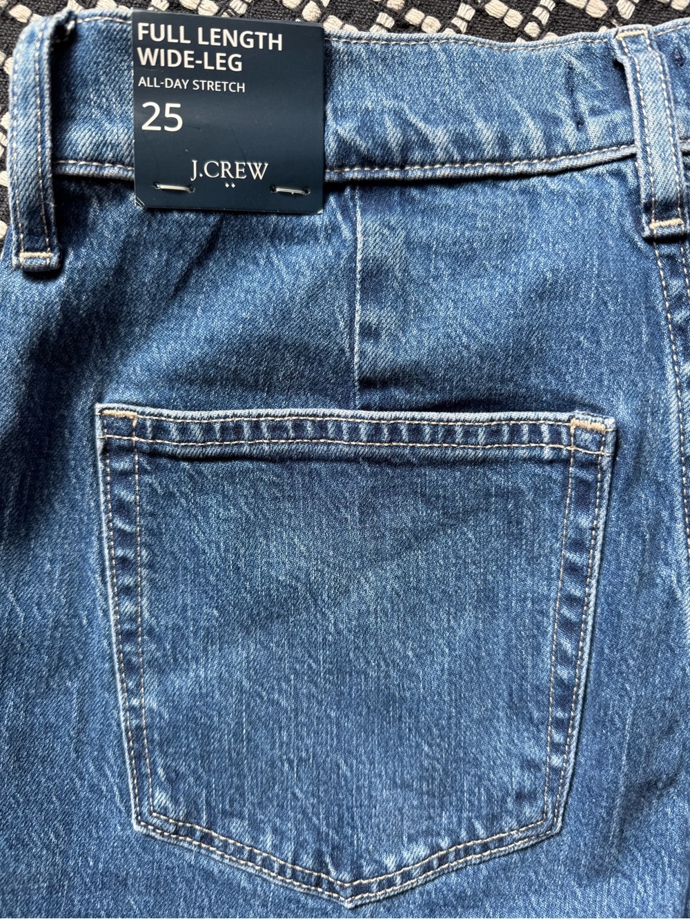 J.Crew Full Length Wide Leg Jeans NWT 25 Blue High Rise Patch Pocket Denim BY904